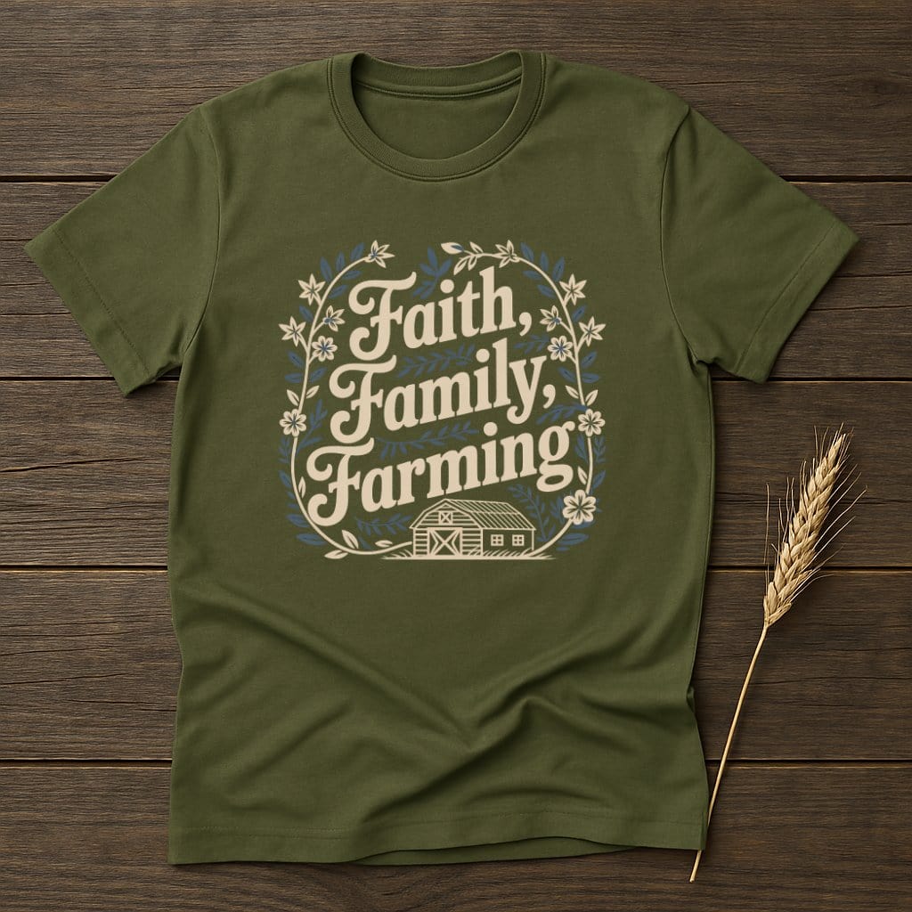 MyDesigns Physical Item S / Military Green Faith Family Farming T-Shirts