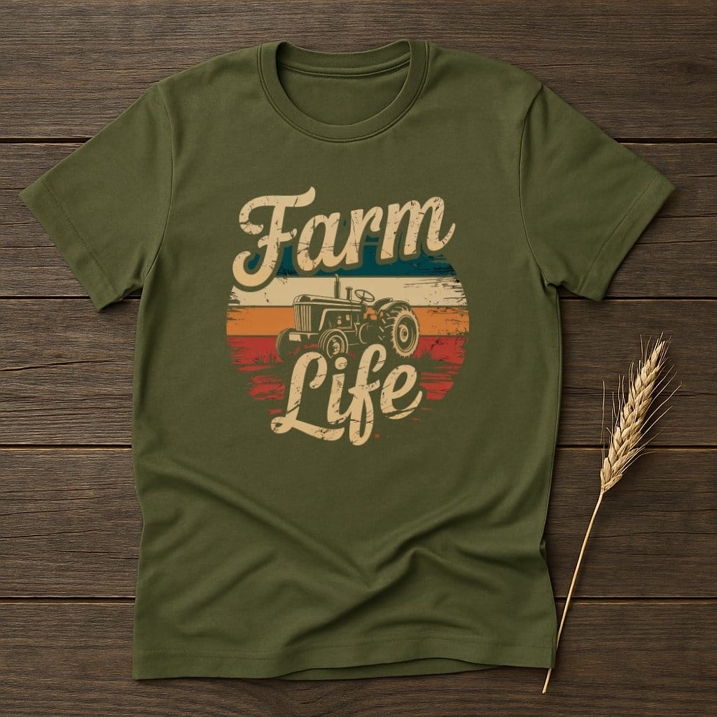 MyDesigns Physical Item S / Military Green Farm Life Retro T-Shirts