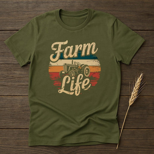 MyDesigns Physical Item S / Military Green Farm Life Retro T-Shirts
