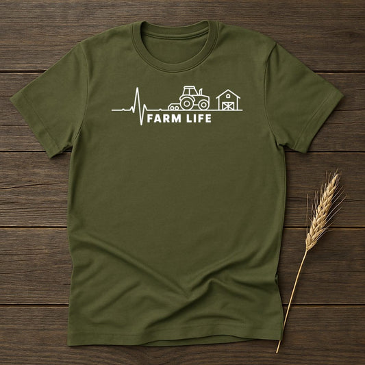 MyDesigns Physical Item S / Military Green Farm Life Tractor Heartbeat T-Shirt