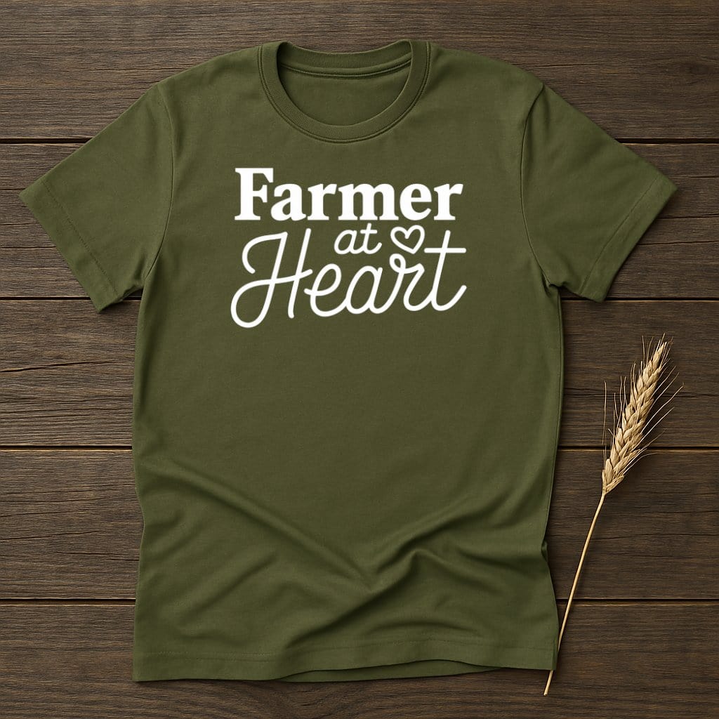 MyDesigns Physical Item S / Military Green Farmer at Heart T-Shirt
