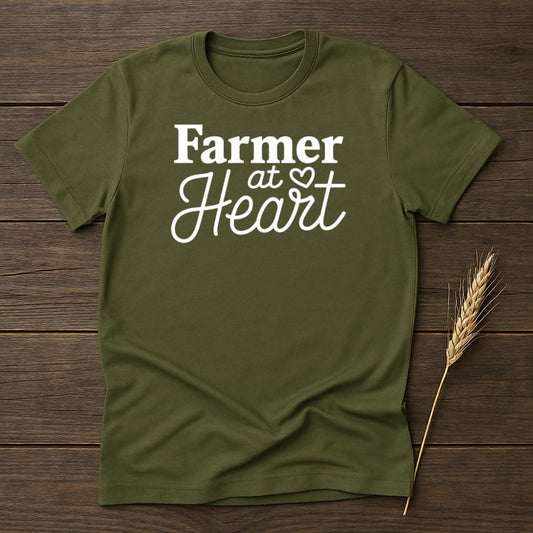 MyDesigns Physical Item S / Military Green Farmer at Heart T-Shirt