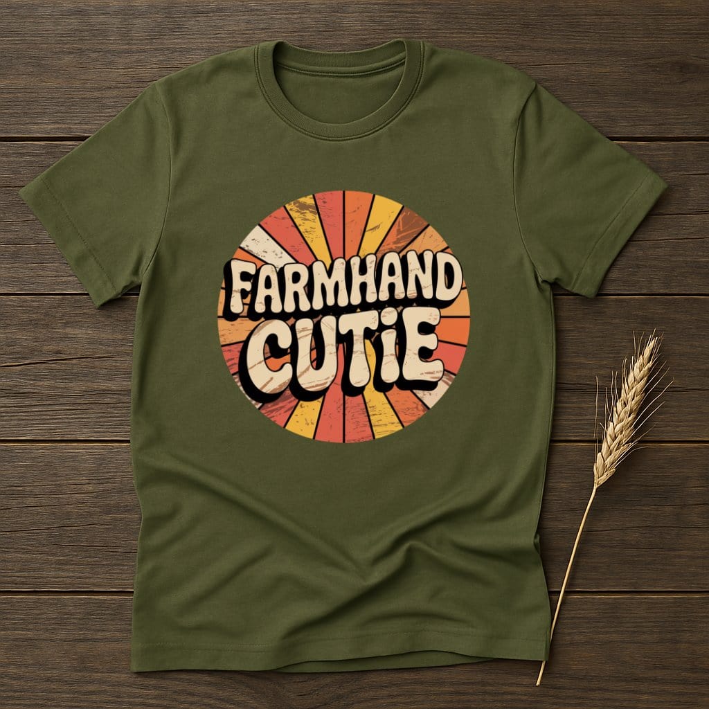 MyDesigns Physical Item S / Military Green Farmhand Cutie Retro T-Shirts