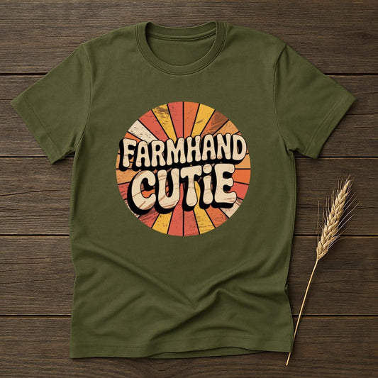 MyDesigns Physical Item S / Military Green Farmhand Cutie Retro T-Shirts