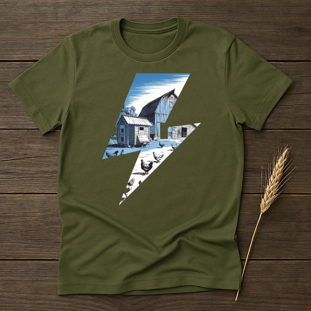 MyDesigns Physical Item S / Military Green Farmhouse Lightning T-Shirts