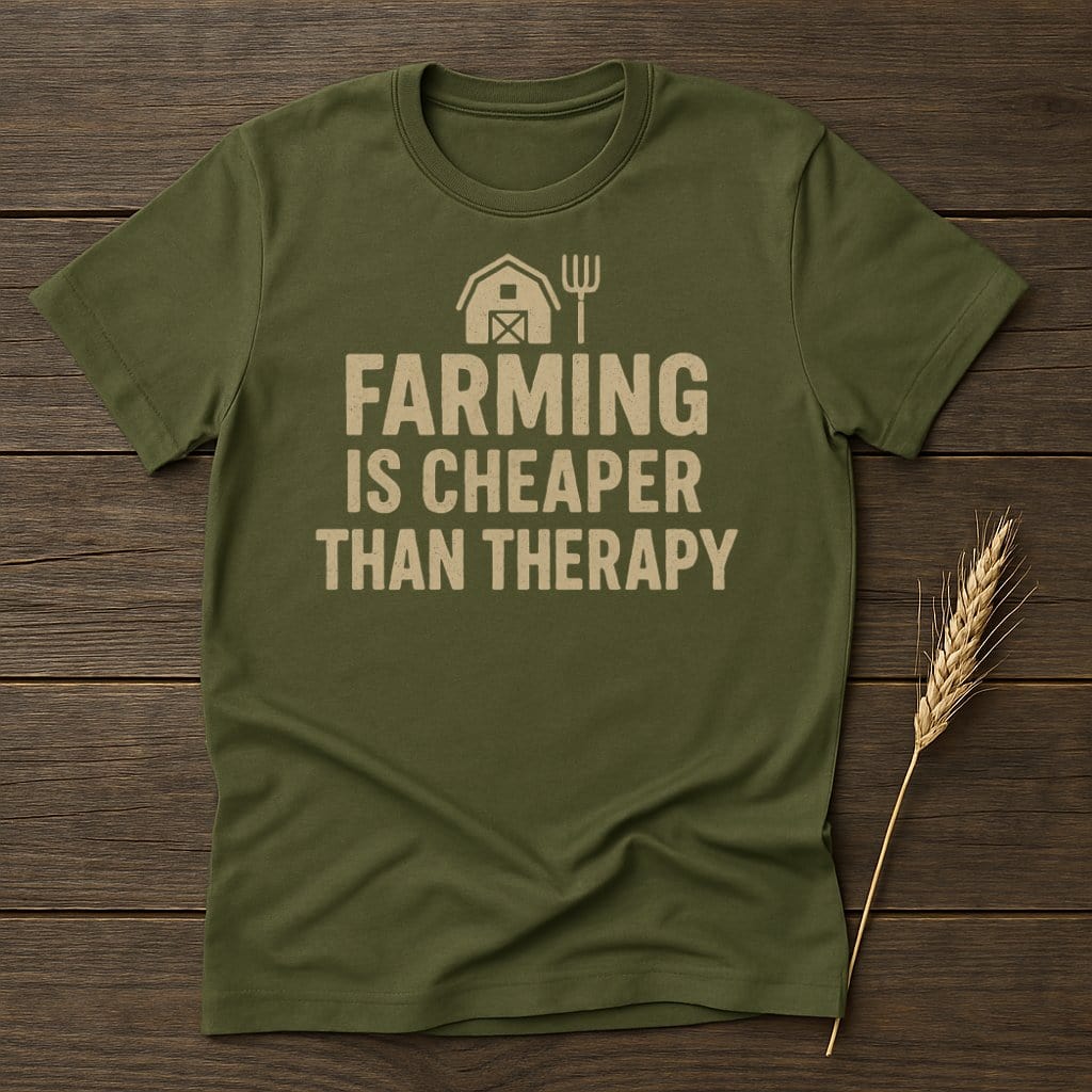 MyDesigns Physical Item S / Military Green Farming Is Cheaper Than Therapy T-Shirt