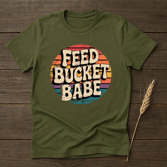 MyDesigns Physical Item S / Military Green Feed Bucket Babe Retro T-Shirts