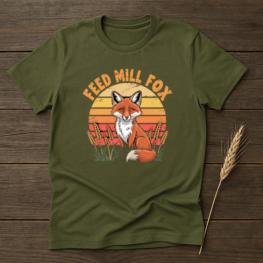 MyDesigns Physical Item S / Military Green Feed Mill Fox Retro T-Shirts