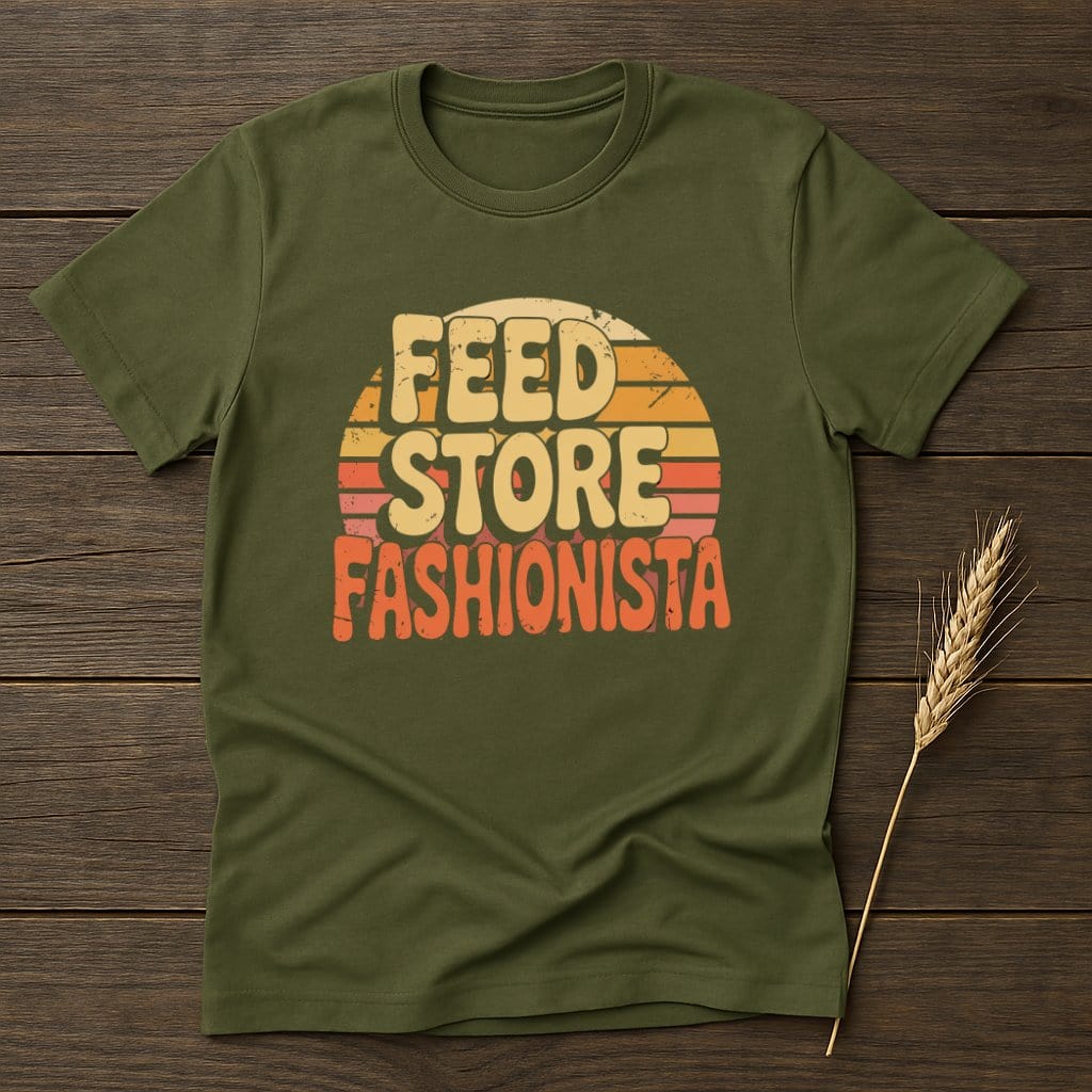 MyDesigns Physical Item S / Military Green Feed Store Fashionista Retro T-Shirts