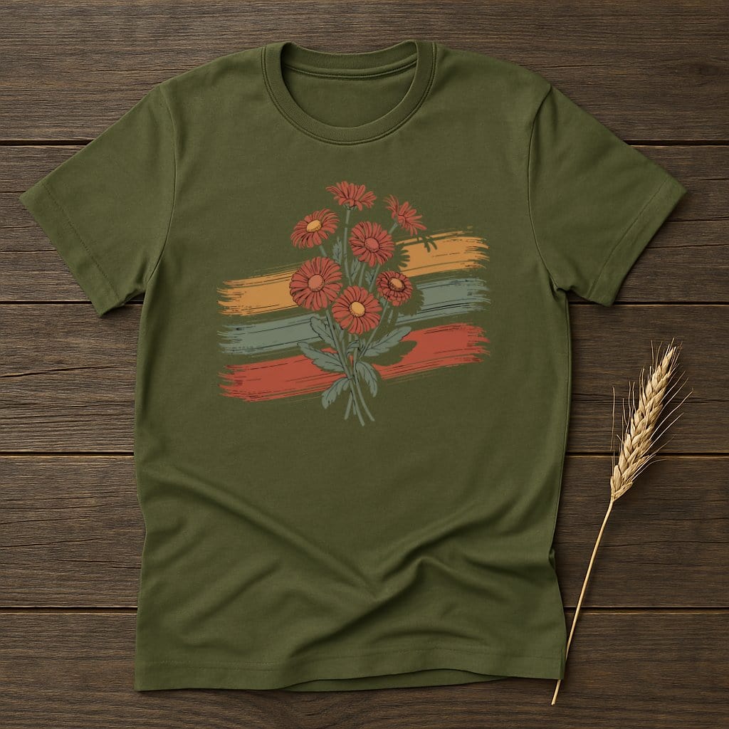 MyDesigns Physical Item S / Military Green Floral Brush Strokes T-Shirt