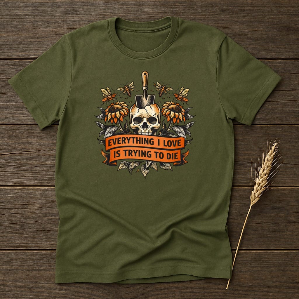 MyDesigns Physical Item S / Military Green Flowers And Death T-Shirt