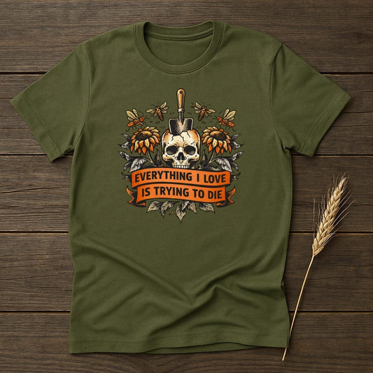 MyDesigns Physical Item S / Military Green Flowers And Death T-Shirt