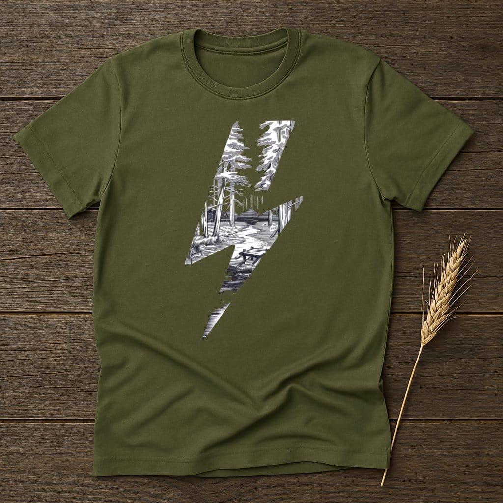 MyDesigns Physical Item S / Military Green Forest Lightning T-Shirts