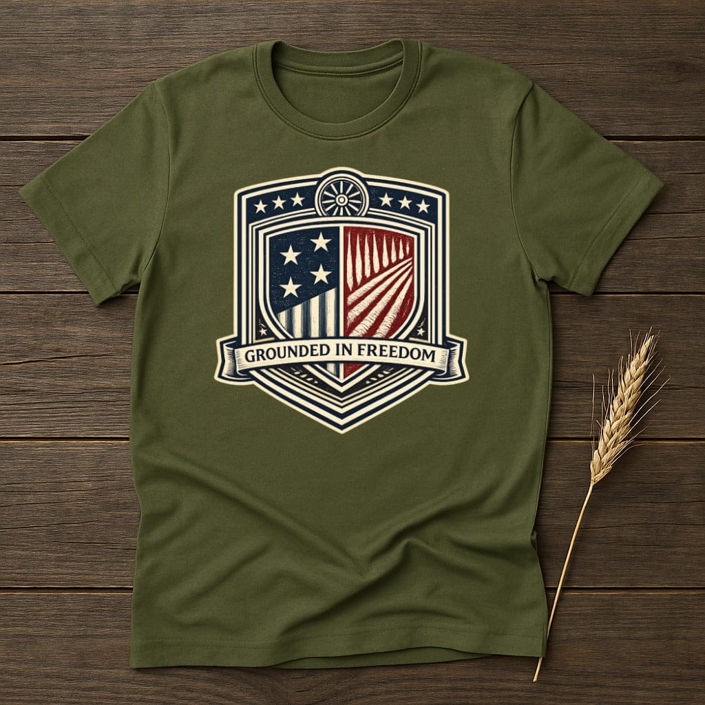 MyDesigns Physical Item S / Military Green Freedom Shield T-Shirt
