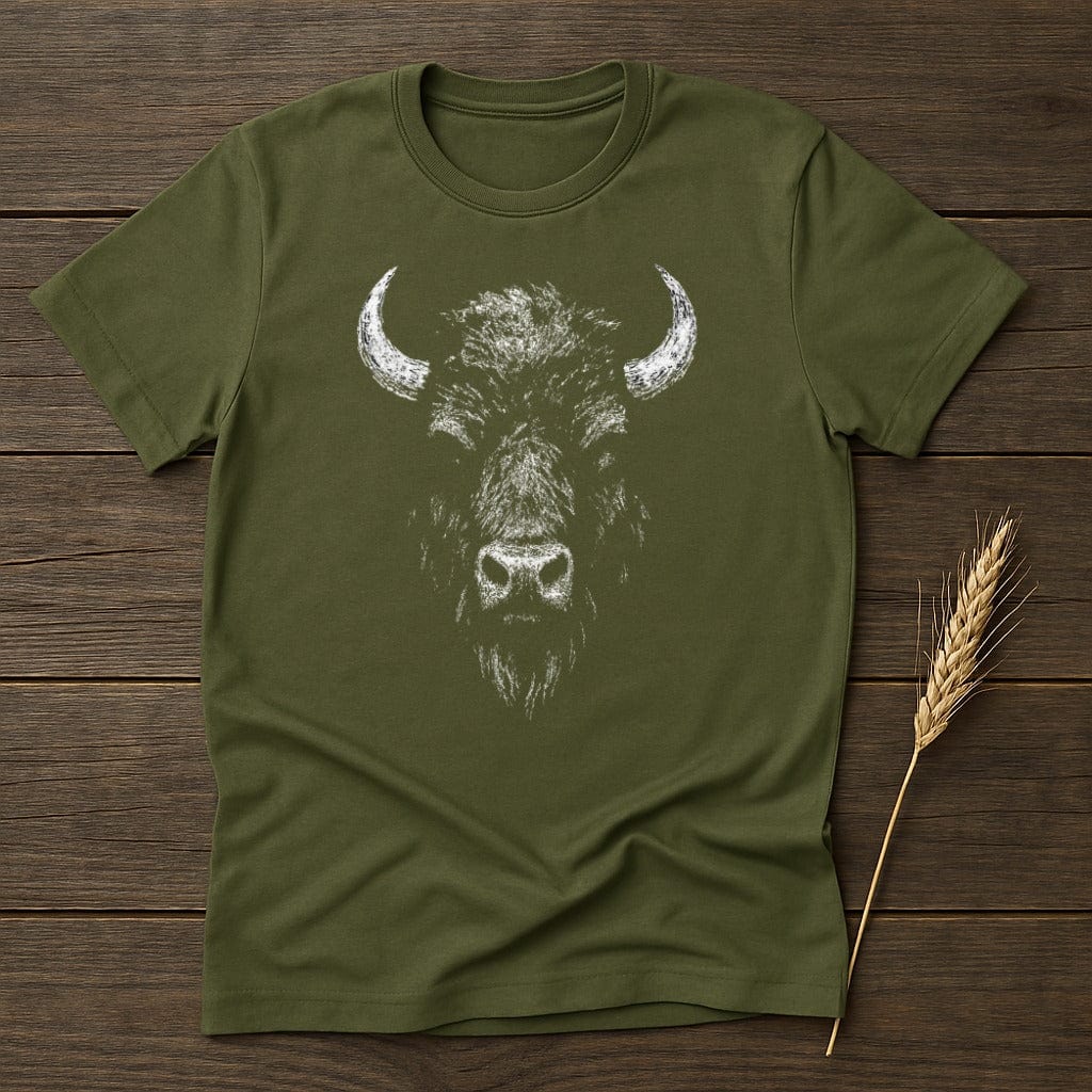 MyDesigns Physical Item S / Military Green Ghostly Bison T-Shirt