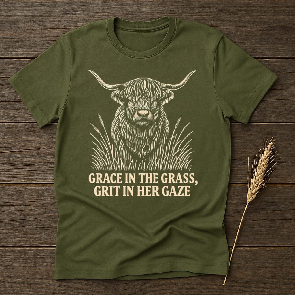 MyDesigns Physical Item S / Military Green Grace In The Grass Grit In Her Gaze T-Shirt