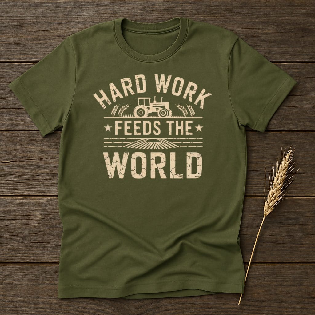 MyDesigns Physical Item S / Military Green Hard Work Feeds The World T-Shirt