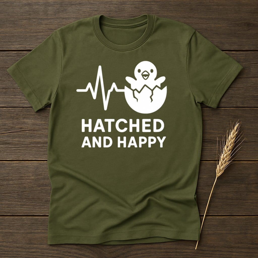 MyDesigns Physical Item S / Military Green Hatched and Happy T-Shirts