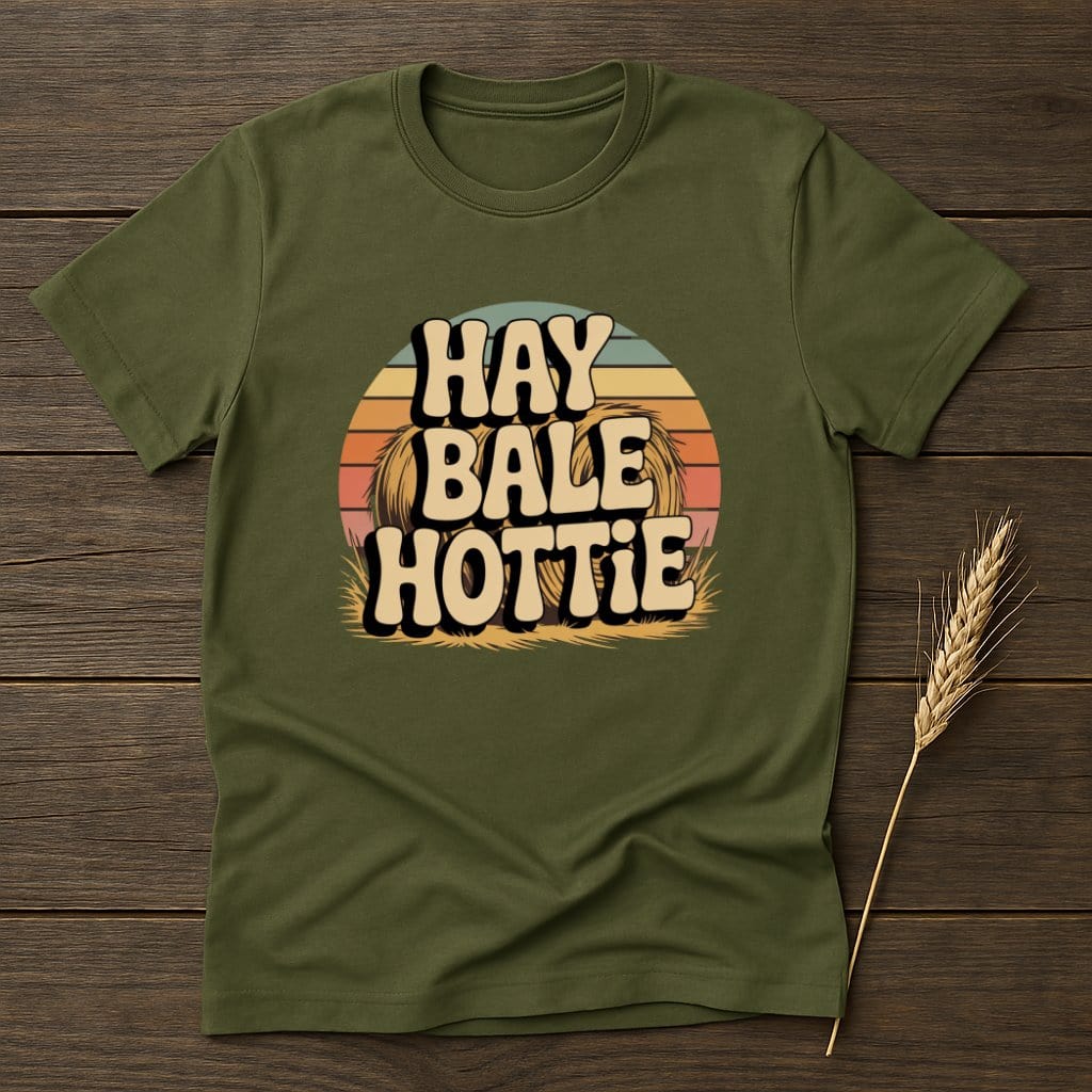 MyDesigns Physical Item S / Military Green Hay Bale Hottie Retro T-Shirts