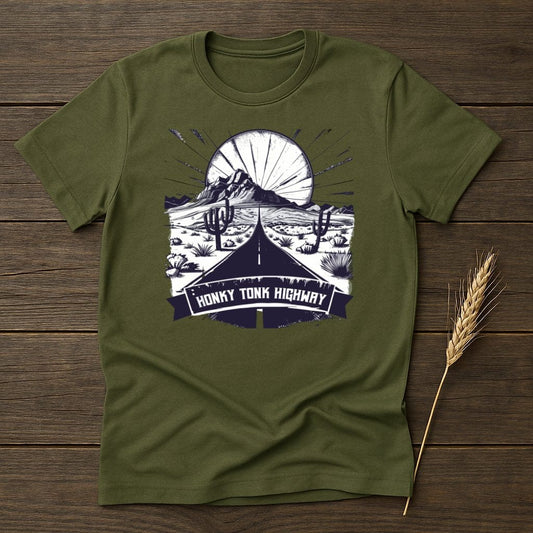 MyDesigns Physical Item S / Military Green Honky Tonk Highway Adventure T-Shirt