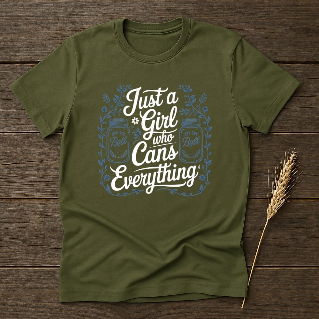 MyDesigns Physical Item S / Military Green Just a Girl who Cans Everything T-Shirts