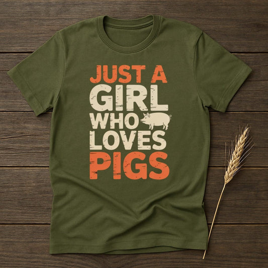 MyDesigns Physical Item S / Military Green Just a Girl Who Loves Pigs Shirt