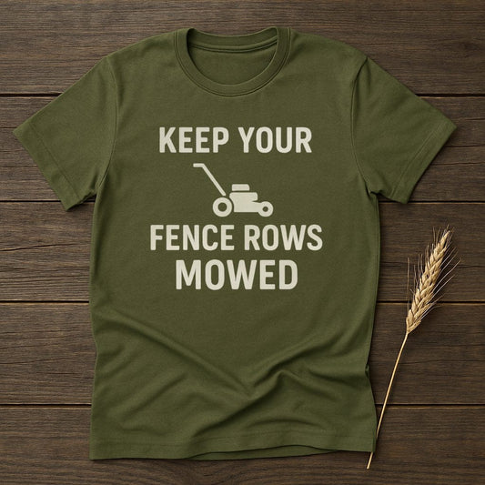 MyDesigns Physical Item S / Military Green Keep Your Fence Rows Mowed T-Shirt