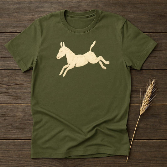 MyDesigns Physical Item S / Military Green Leaping Donkey Silhouette T-Shirt
