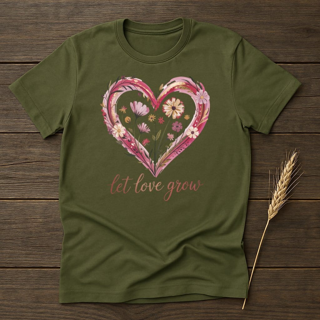 MyDesigns Physical Item S / Military Green Let Love Grow T-Shirt