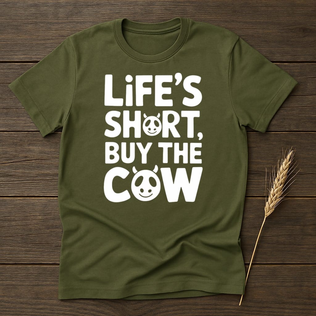 MyDesigns Physical Item S / Military Green Life's Short Buy The Cow T-Shirt