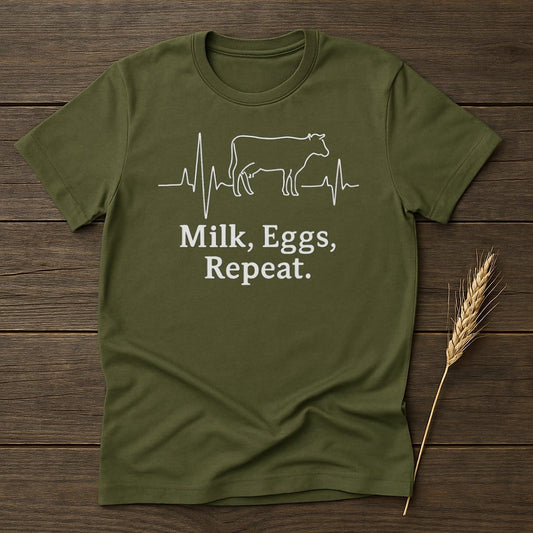 MyDesigns Physical Item S / Military Green Milk Eggs Repeat T-Shirts