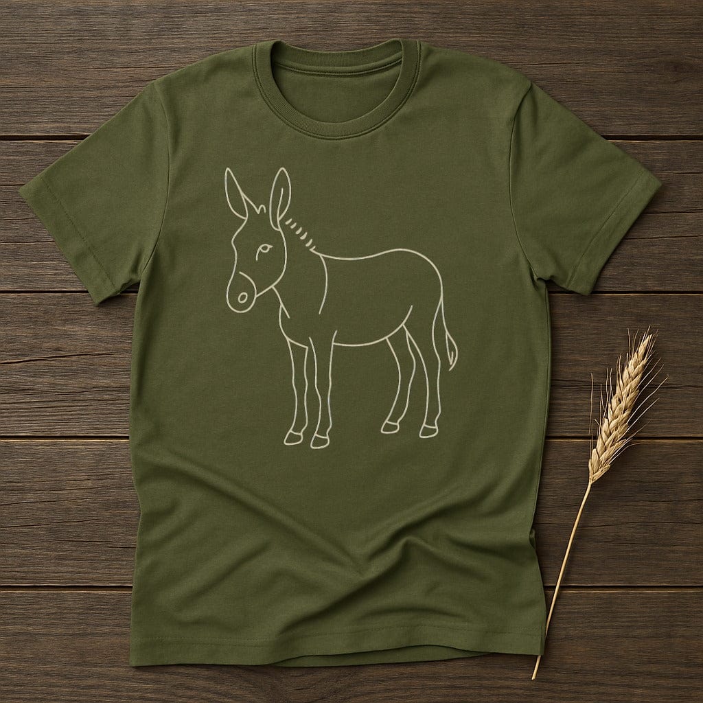 MyDesigns Physical Item S / Military Green Minimalist Donkey Outline T-Shirt