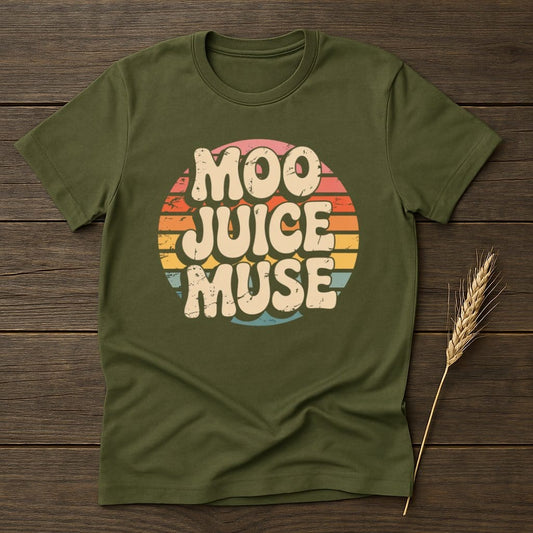 MyDesigns Physical Item S / Military Green Moo Juice Muse Retro T-Shirts