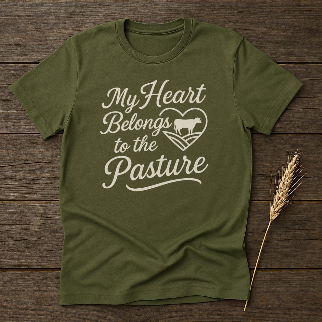 MyDesigns Physical Item S / Military Green My Heart Belongs Pasture T-Shirt