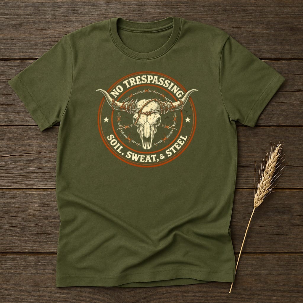 MyDesigns Physical Item S / Military Green No Trespassing Steel T-Shirt