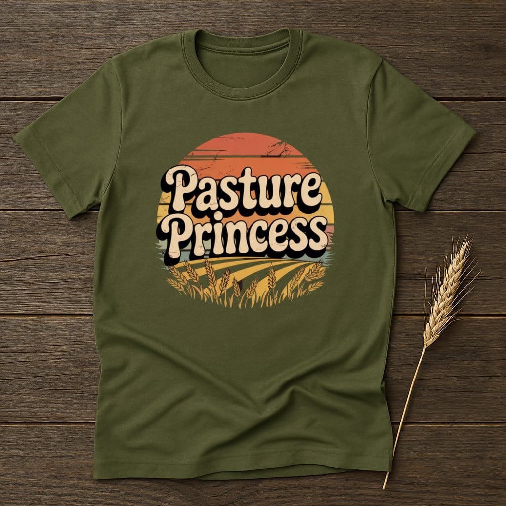 MyDesigns Physical Item S / Military Green Pasture Princess Retro T-Shirts