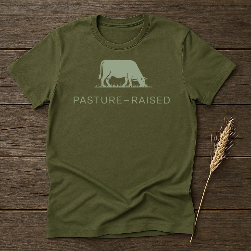 MyDesigns Physical Item S / Military Green Pasture-Raised Cow T-Shirts