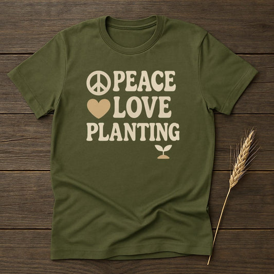MyDesigns Physical Item S / Military Green Peace Love Planting T-Shirt
