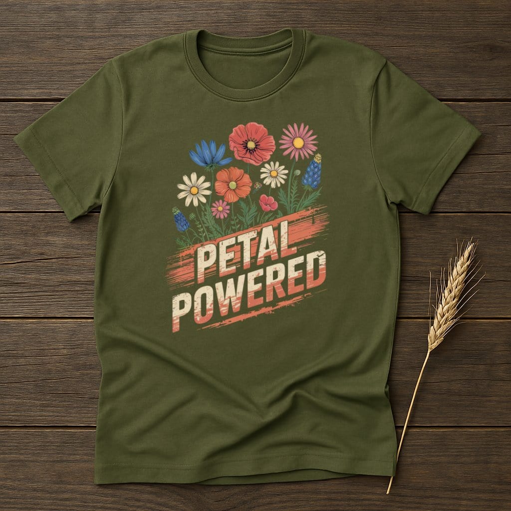 MyDesigns Physical Item S / Military Green Petal Powered T-Shirt