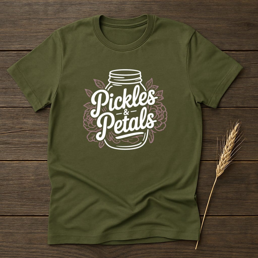 MyDesigns Physical Item S / Military Green Pickles and Petals T-Shirts