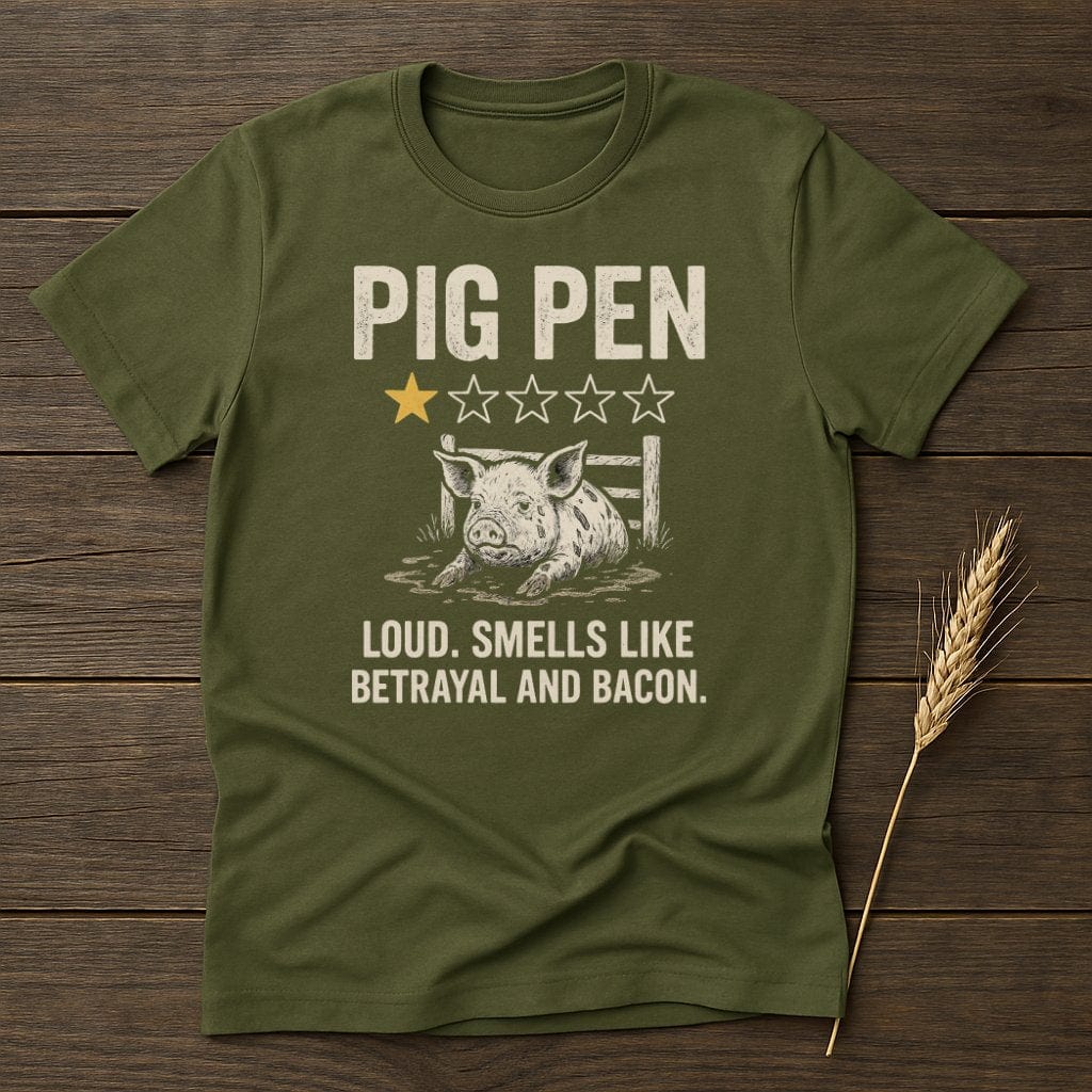 MyDesigns Physical Item S / Military Green Pig Pen Review T-Shirt
