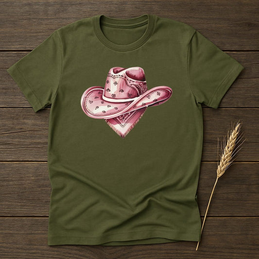 MyDesigns Physical Item S / Military Green Pink Watercolor Cowboy Hat T-Shirt