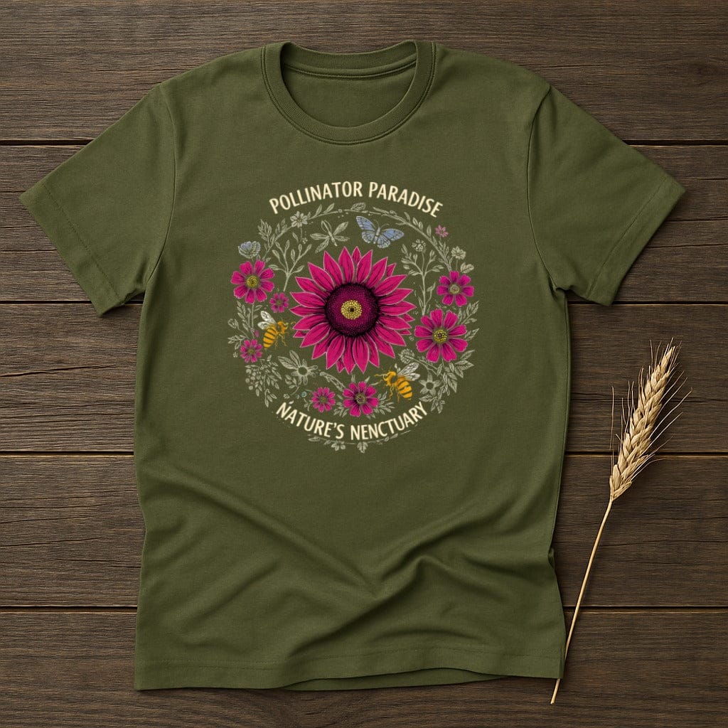 MyDesigns Physical Item S / Military Green Pollinator Paradise T-Shirt