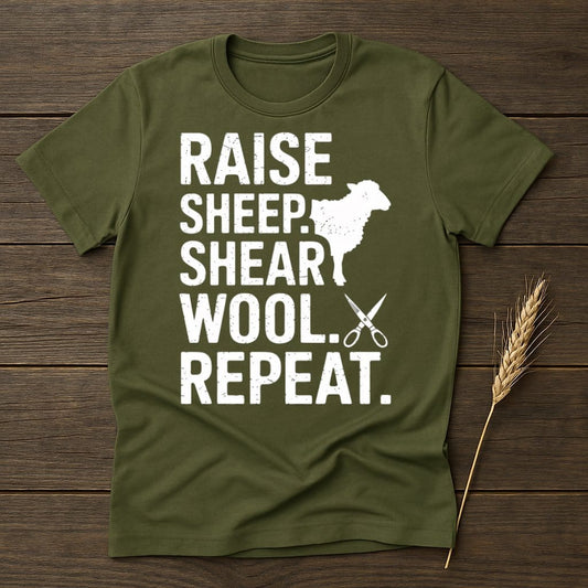 MyDesigns Physical Item S / Military Green Raise Sheep Shear Wool Repeat T-Shirt