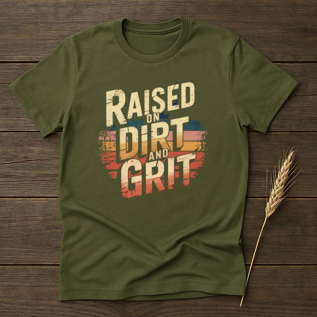 MyDesigns Physical Item S / Military Green Raised On Dirt And Grit Retro T-Shirts