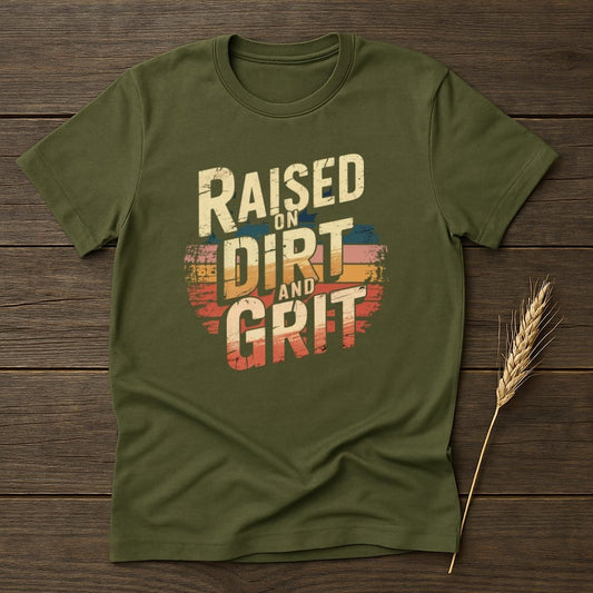 MyDesigns Physical Item S / Military Green Raised On Dirt And Grit Retro T-Shirts