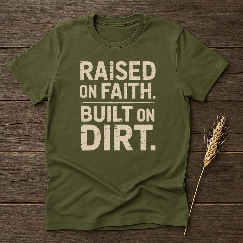 MyDesigns Physical Item S / Military Green Raised On Faith Built On Dirt T-Shirt