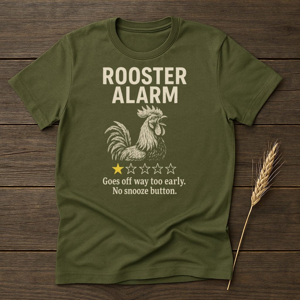MyDesigns Physical Item S / Military Green Rooster Alarm Review T-Shirt