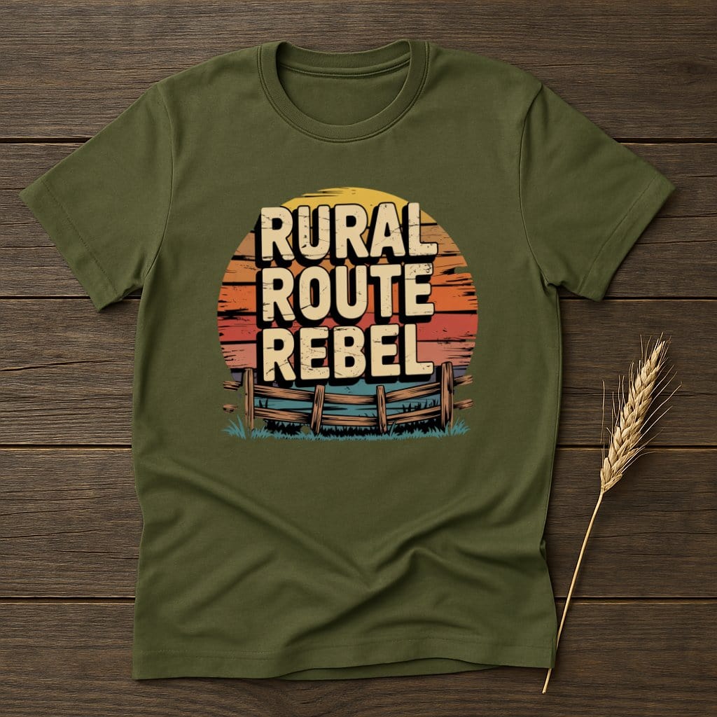 MyDesigns Physical Item S / Military Green Rural Route Rebel Retro T-Shirts