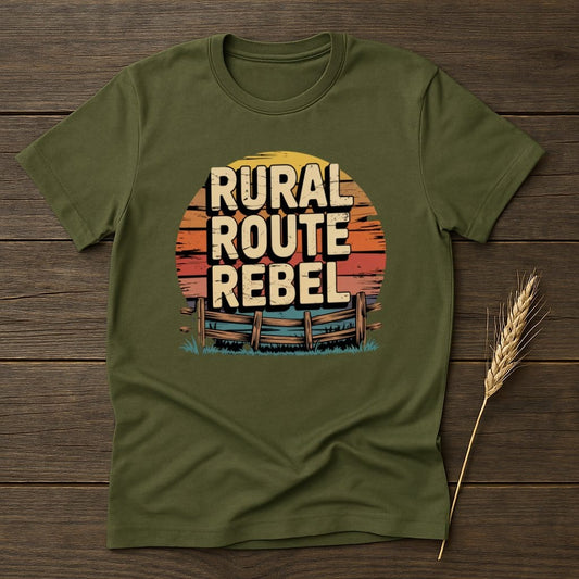 MyDesigns Physical Item S / Military Green Rural Route Rebel Retro T-Shirts